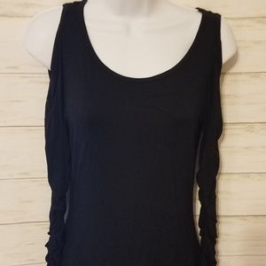 Black long cold shoulder top